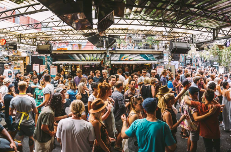 People partying outdoors.