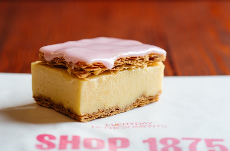 a vanilla slice from SHOP 1875 in the State Buildings