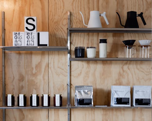 shelves at skittle lane brookvale, a cafe in sydney's northern beaches