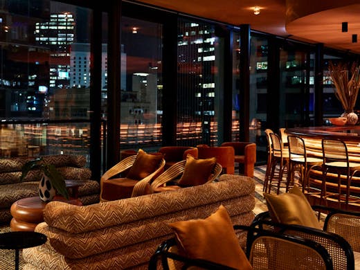 The opulent interior of Sky Bar at Shell House in Sydney. 