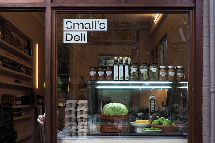 The front window of Small's Deli in Sydney 