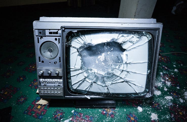 A smashed tv
