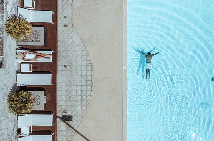 aerial view of Smith's Beach Resort swimming pool