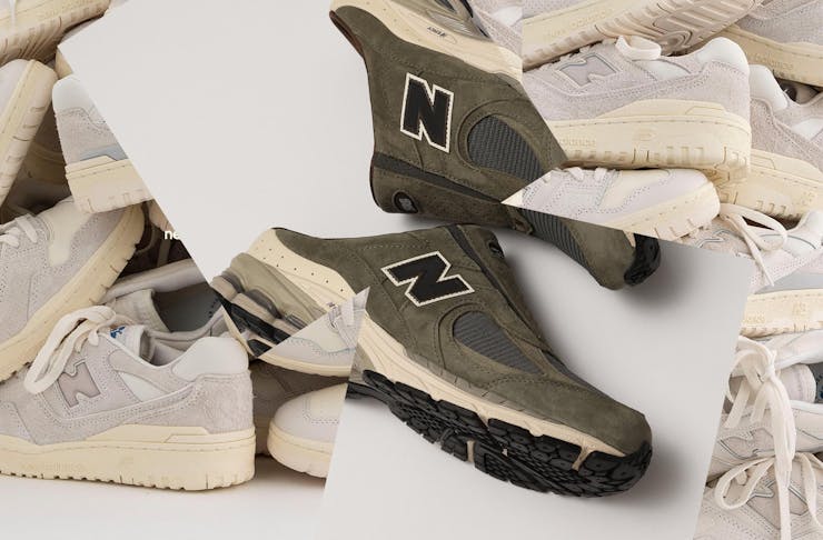 A collage of New Balance sneakers