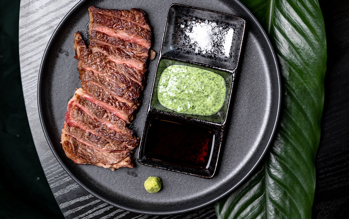 a plate of wagyu eye fillet