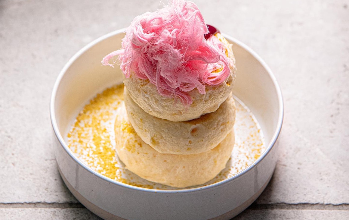 a plate of fluffy pancakes
