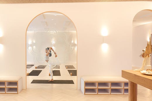 The softly lit yoga studio, Soul Agenda, in Balmain, in Sydney.