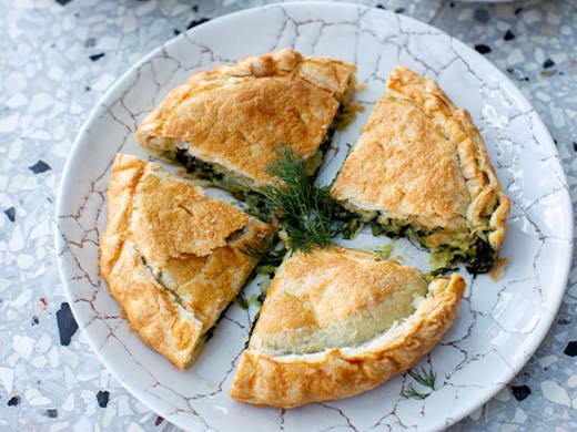 A plate of spanakopita pastry