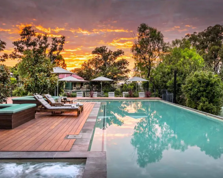 A view of the pool at Spicers Hidden Vale one of the best romantic getaways Queensland