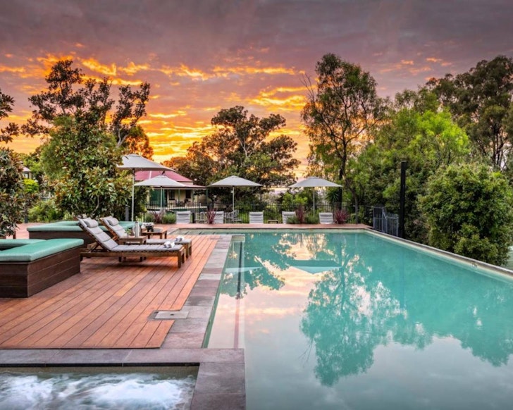 A view of the pool at Spicers Hidden Vale one of the best romantic getaways Queensland