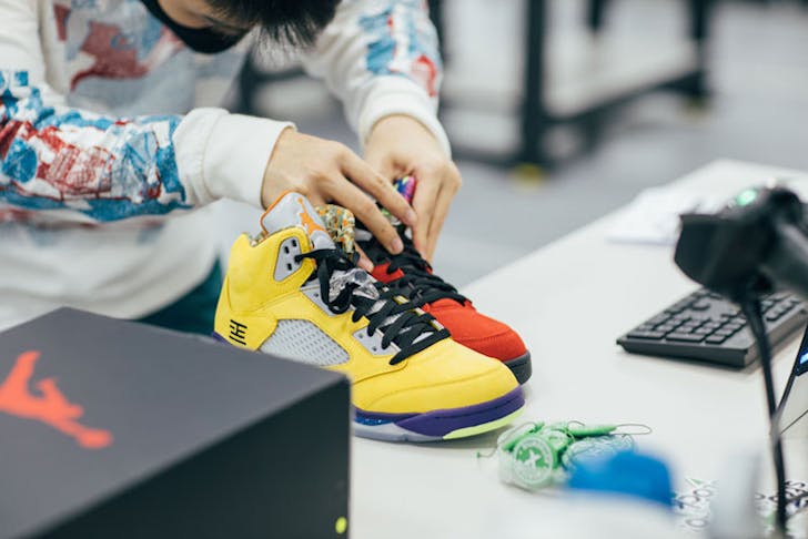 Sneakers going through an authentification process at StockX