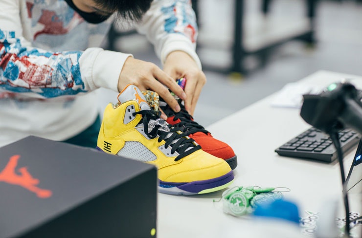 Sneakers going through an authentification process at StockX