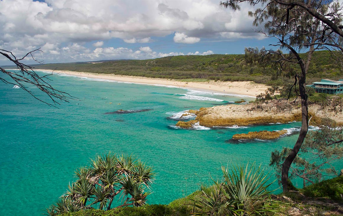 The beach on Stradbroke island, seen from a lookout