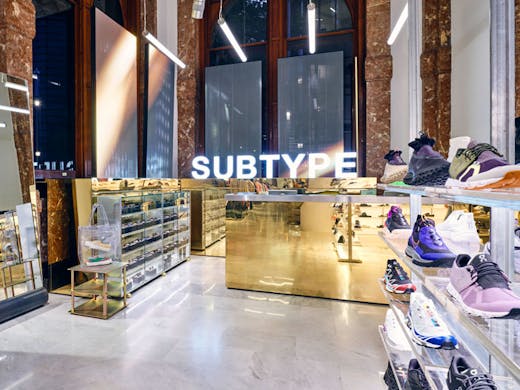 The gold front desk at Subtype Store in Sydney. 