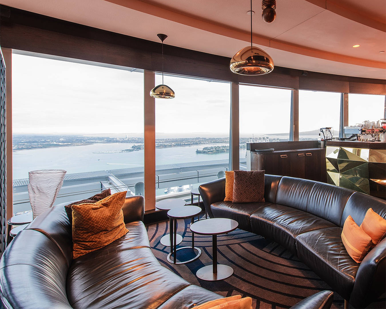 The bar at the Sugar Club looks out over Auckland.