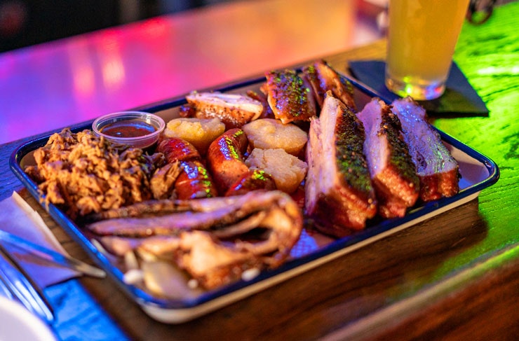 A tray of smoked meats on the bar at Surly's Tavern in Surry Hills, Sydney. 