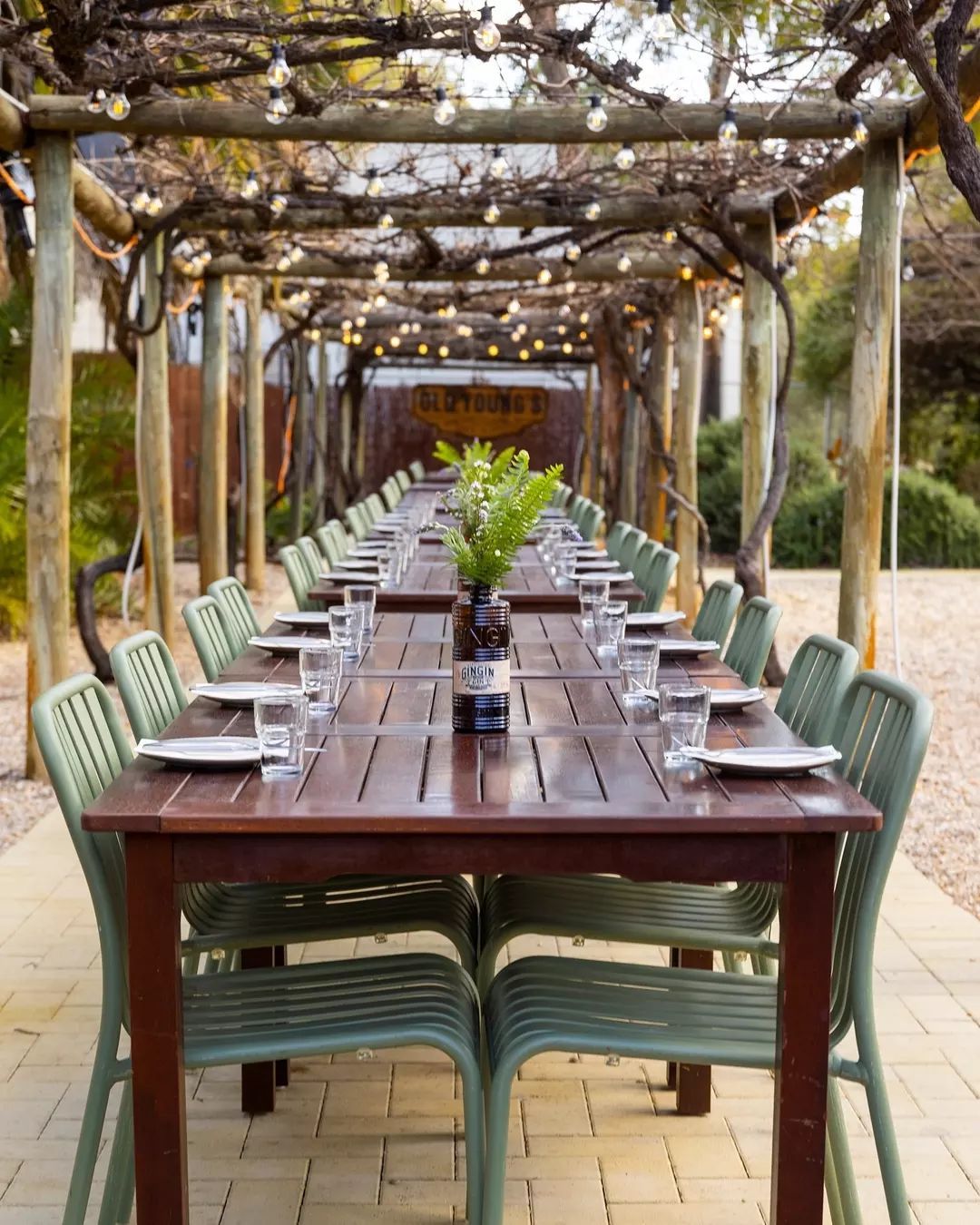 Outdoor dining table at Old Young's Kitchen in the Swan Valley