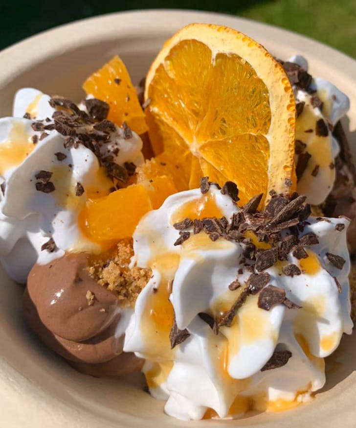 Jaffa bowl from Sweet as Bowl. Beautifully colour co-ordinated, orange and brown like a Jaffa. Perfect.