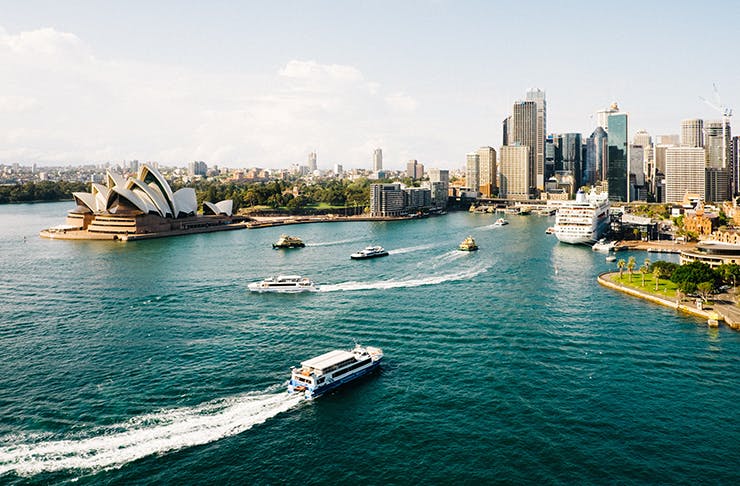 Sydney Harbour drenched in sunshine.