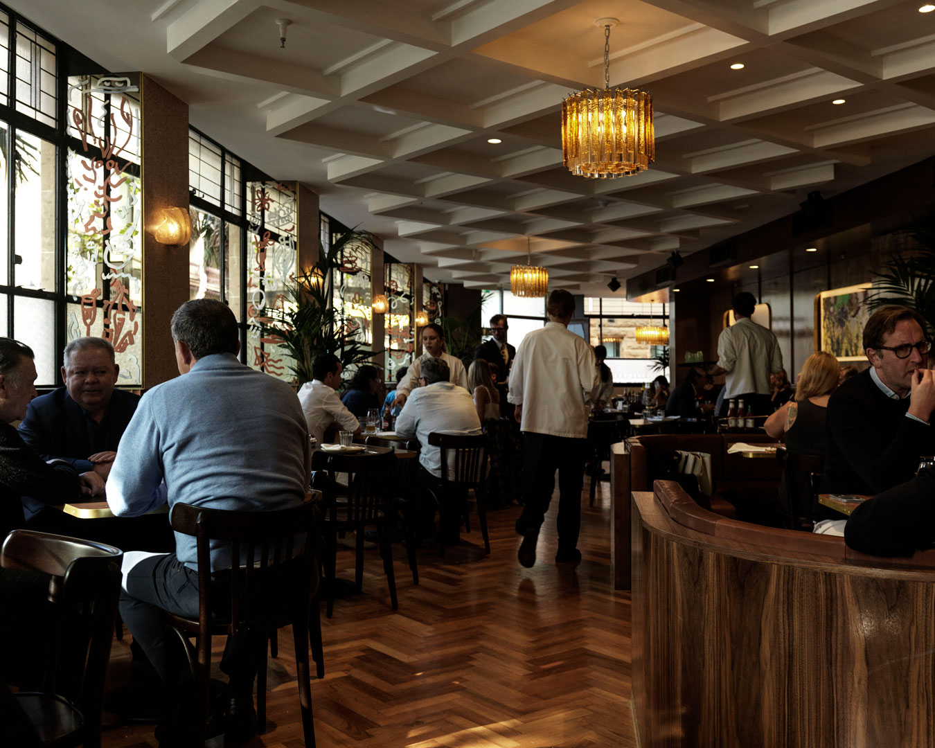 The Art Deco-style dining room at Clam Bar, one of the best restaurants in Sydney