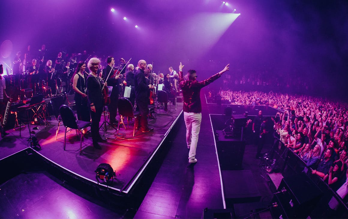 a stage with an orchestra on it