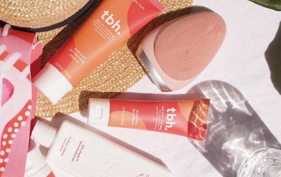 a selection of tbh products in pink tubes