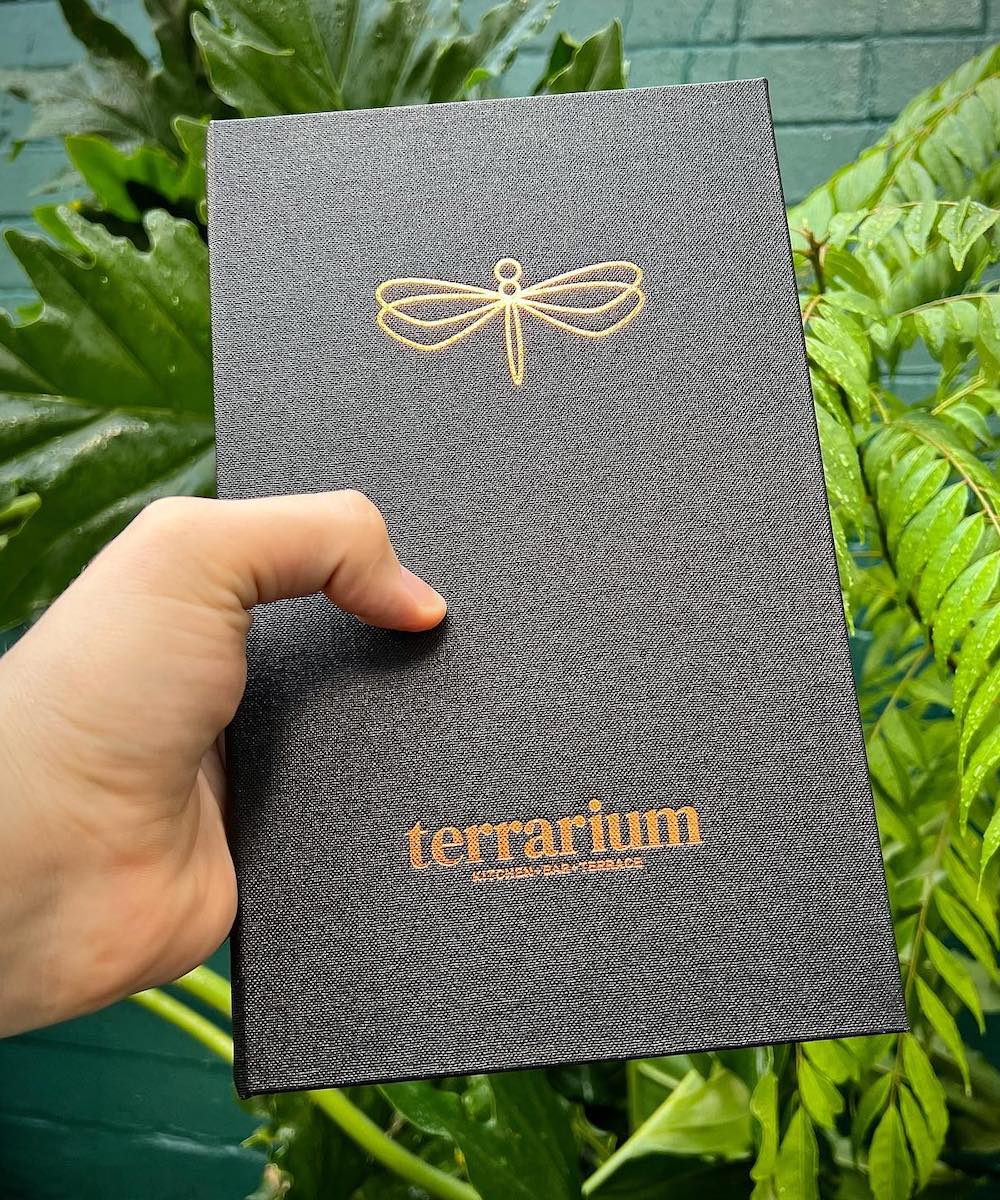 A menu from Terrarium Bar in Perth