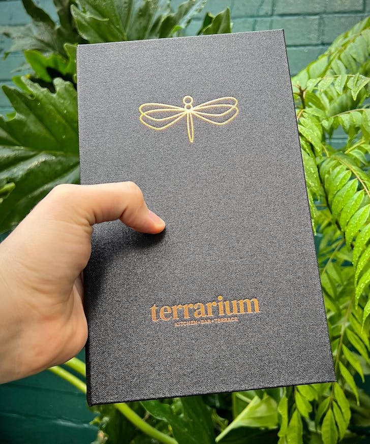 A menu from Terrarium Bar in Perth