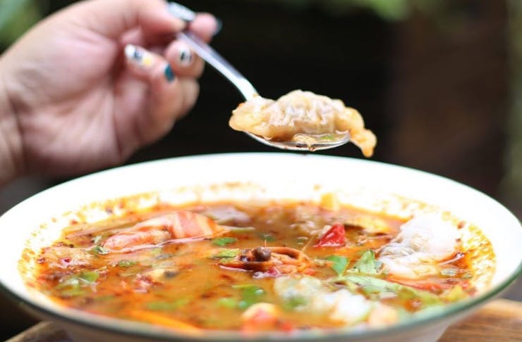 A bowl of soup at Baan Baan Thai Restaurant in Perth