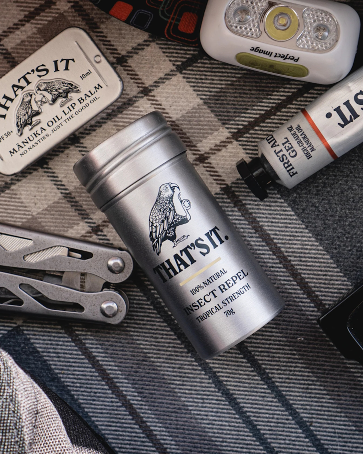 Silver casings of the That's It Adventure Bundle sprawled out on a table.