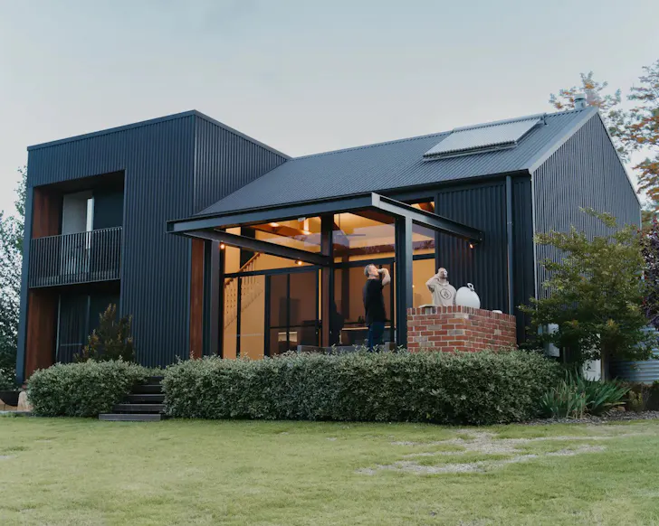 An exterior view of The Black Shed one of the best NSW Airbnbs