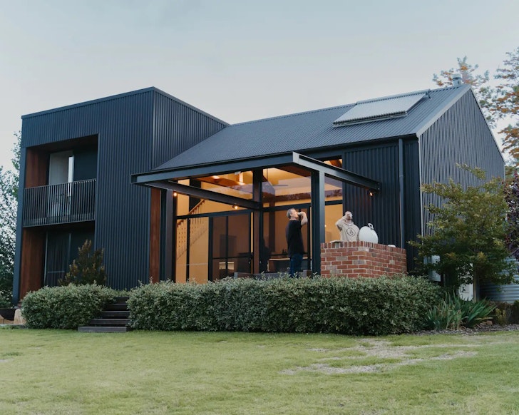 An exterior view of The Black Shed one of the best NSW Airbnbs