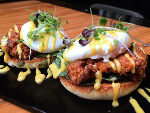 The Block Cafe auckland, fried chicken eggs benedict auckland, The Block Cafe review
