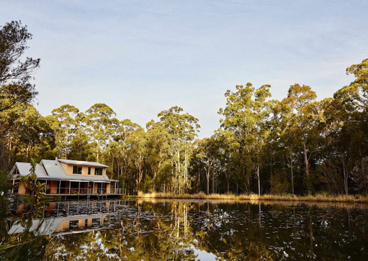 A lake house, over looking a lake and bushland