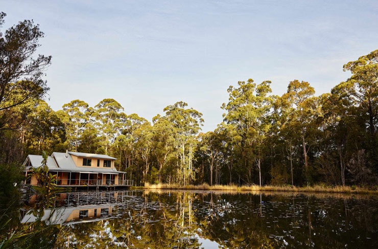 A lake house, over looking a lake and bushland