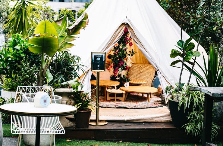 A glamping tent set up at The Winery in Surry Hills. 