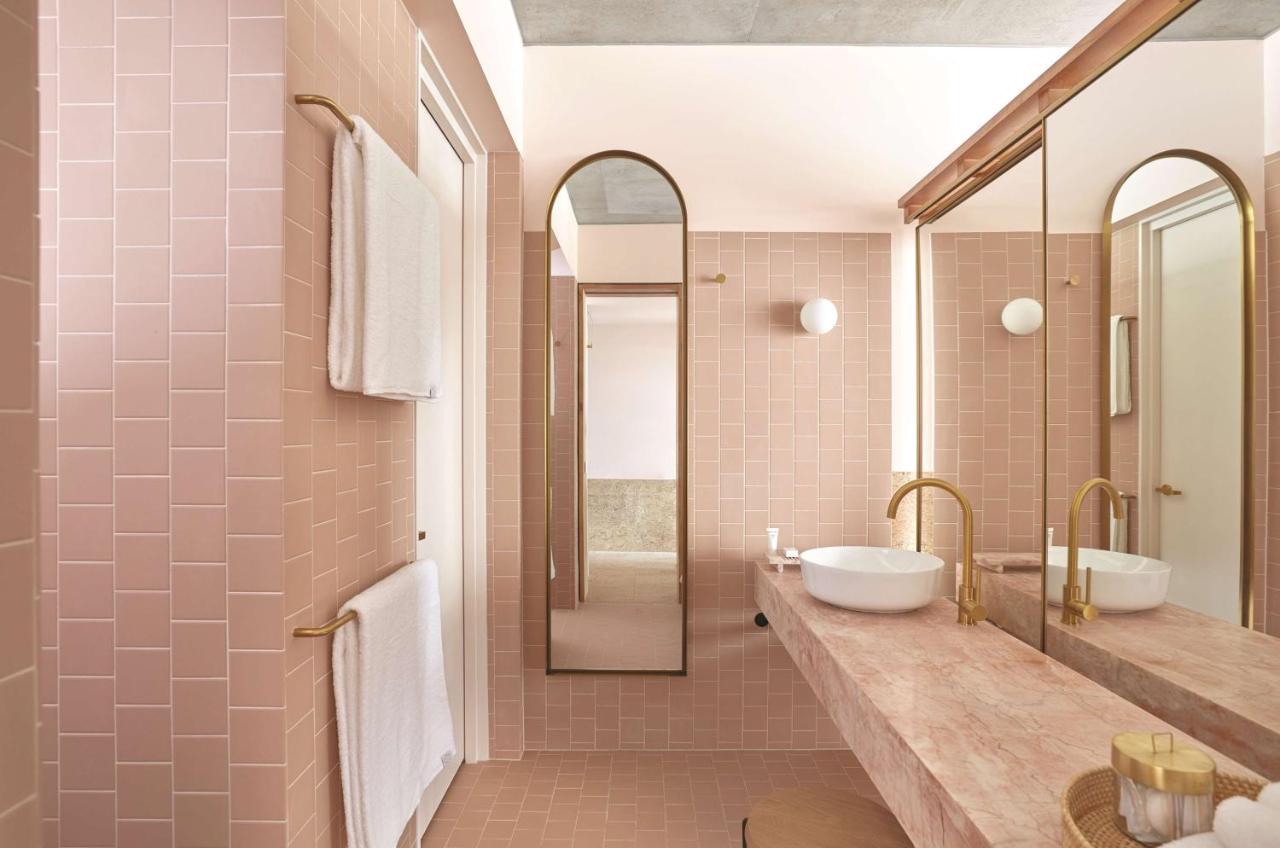 Pastel pink bathroom in Queensland resort, The Calile 