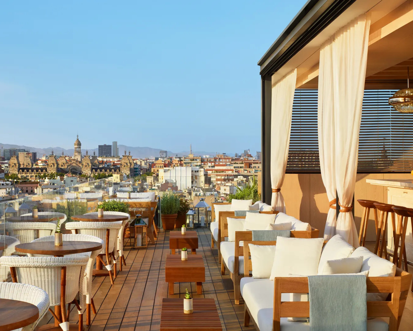 Panoramic views from the rooftop restaurant at The Barcelona EDITION.
