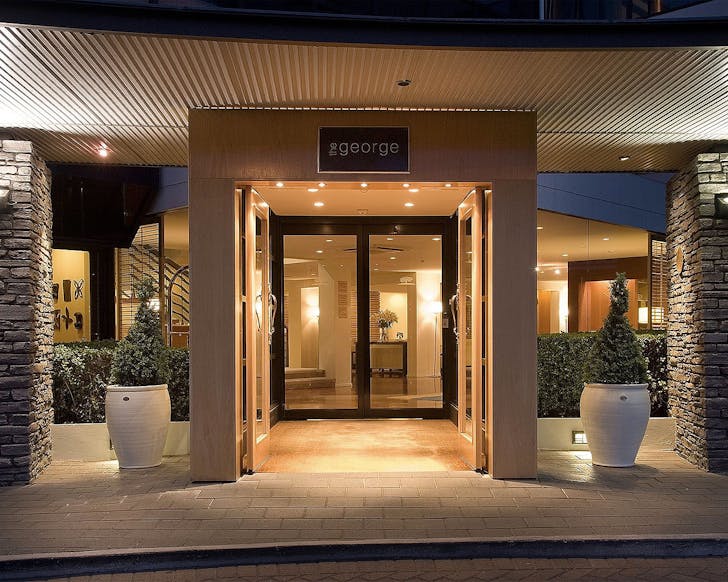 The entrance to The George Hotel in Christchurch.