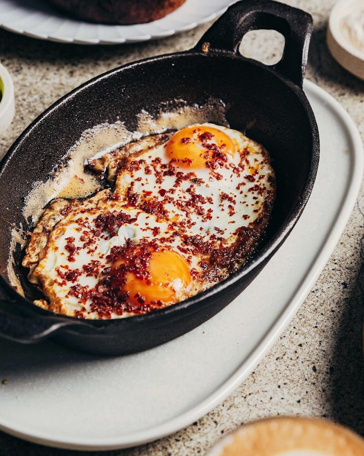 a dish of baked eggs at fortitude valley cafe the green
