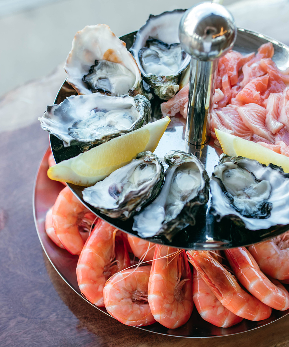 A double story platter of seafood 