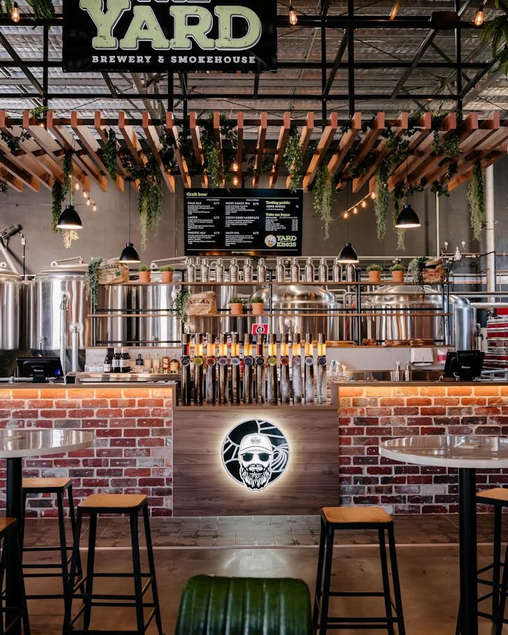 The bar and interior at the Yard Brewery and Smokehouse