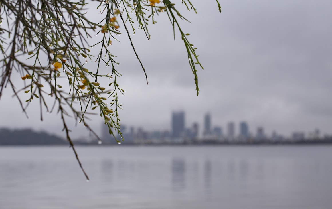 Perth city in the rain