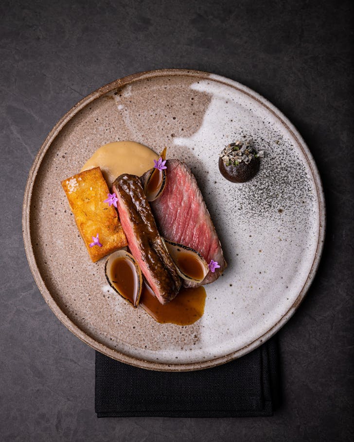 a plate of slice wagyu