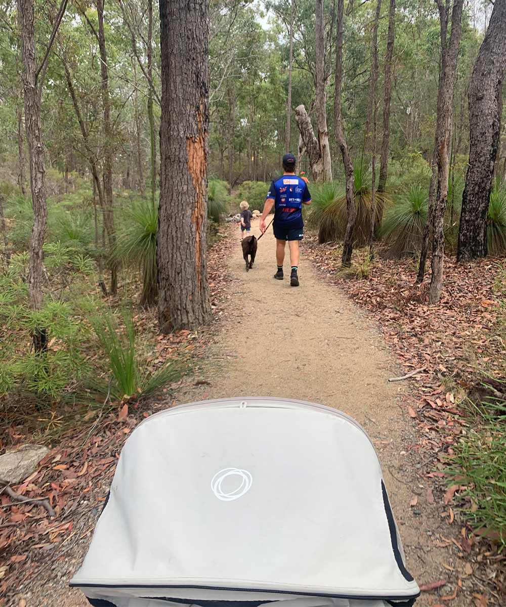 a family on a hiking trail