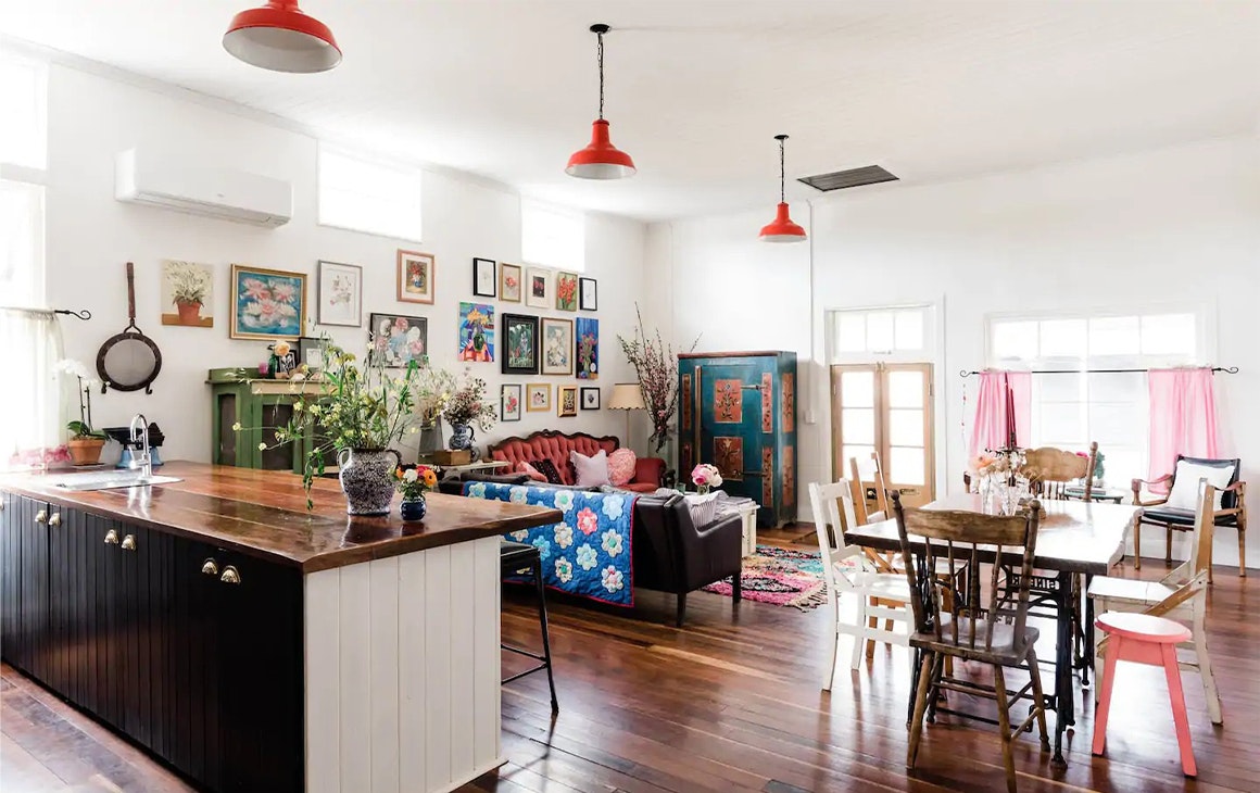 cottage interior filled with antiques
