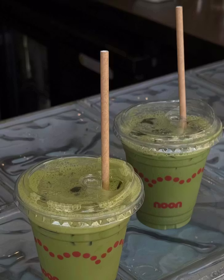 two matchas on a table (@noonmanly)