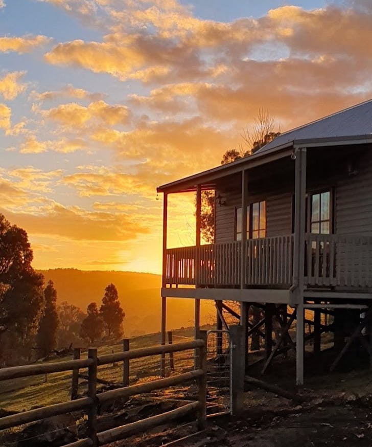 Sun setting in Balingup Highview Chalets