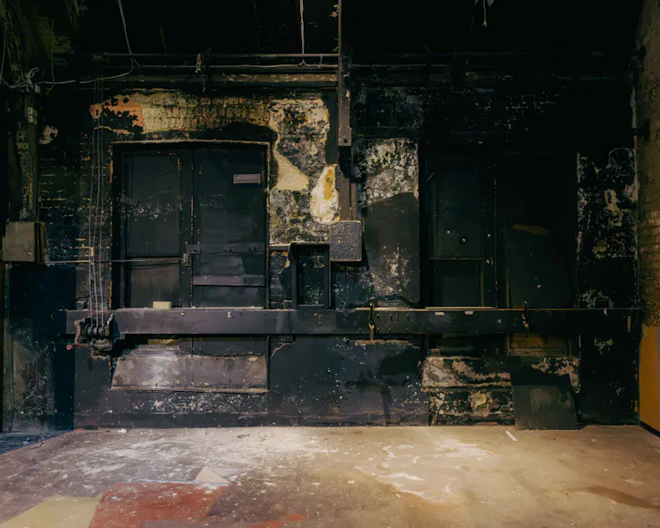 Run down interiors at Unholy Playhouse's new location.
