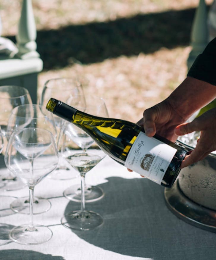 person pouring wine tasters